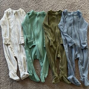 NTW 4 Old Navy 2-Way Zip Sleep & Play Ribbed Footed Pajamas